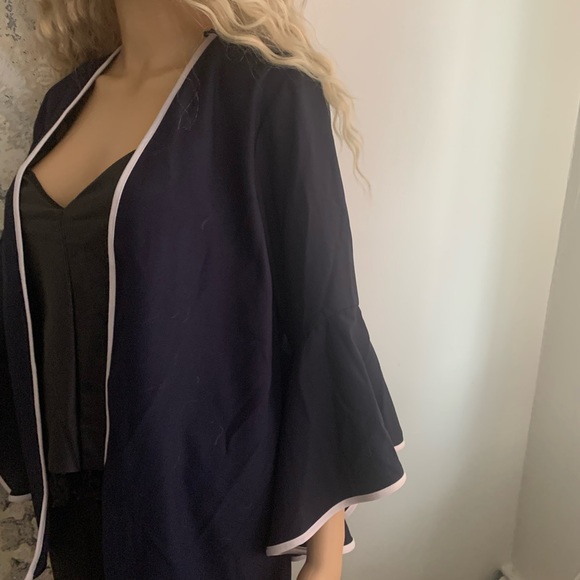 NAVY CARDIGAN WITH WHITE TRIM FROM ZARA - Picture 4 of 6